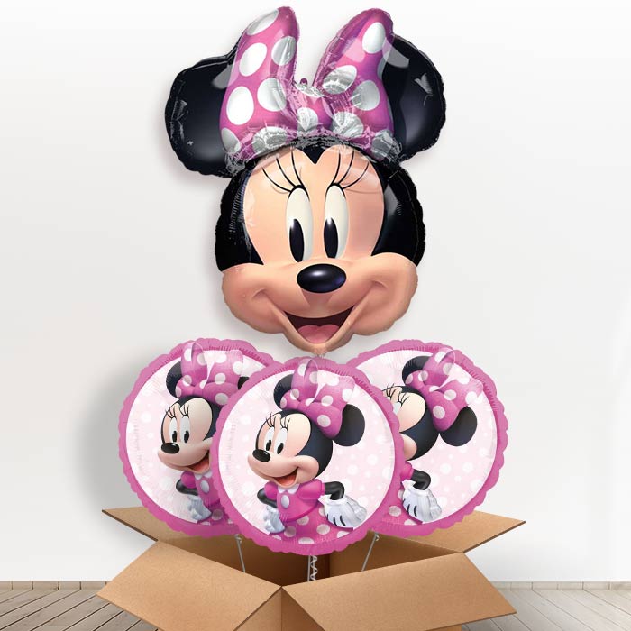 Minnie Mouse Head Helium Balloon in a Box - With 3 Themed Balloons | Party Save Smile