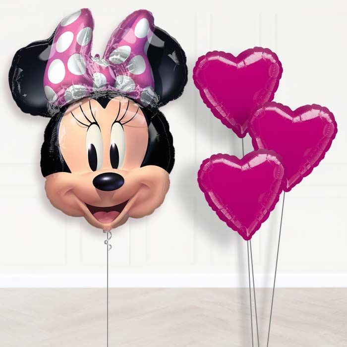 Minnie Mouse Helium Balloon Bouquet Delivered - Plain Bouquet | Party Save Smile
