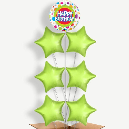 Happy Birthday Dots Balloon Arrangement Inflated with Helium | Party Save Smile