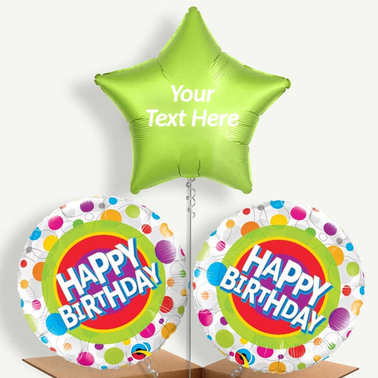 Personalisable Happy Birthday Dots Helium Balloons | Party Save Smile