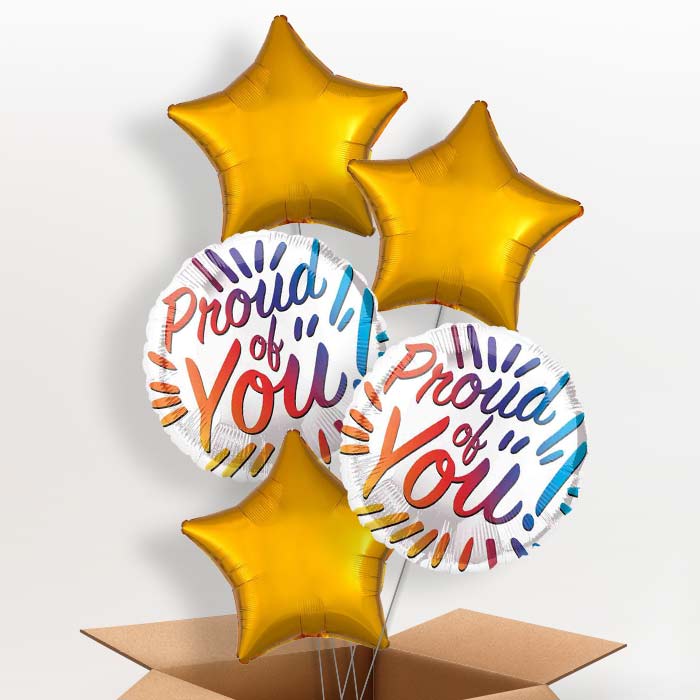 Proud Of You Rainbow Helium Balloon in a Box - 5 Balloons | Party Save Smile
