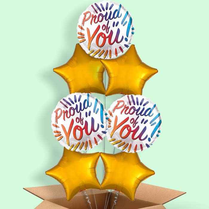 Proud Of You Rainbow Helium Balloon in a Box - 7 Balloons | Party Save Smile