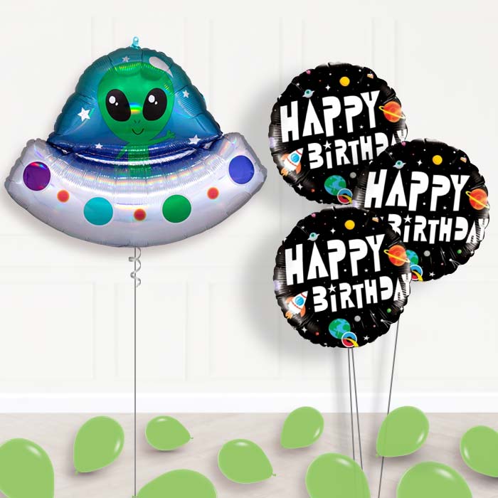 Alien Spaceship Balloon Bouquet Delivery - Themed Bouquet and Latex | Party Save Smile