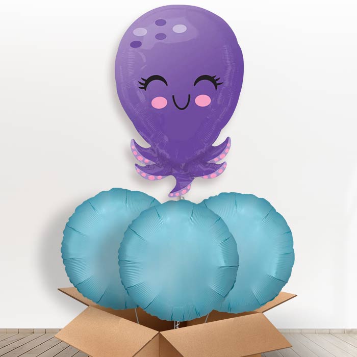 Octopus Helium Balloon In a Box - With 3 Plain Balloons | Party Save Smile
