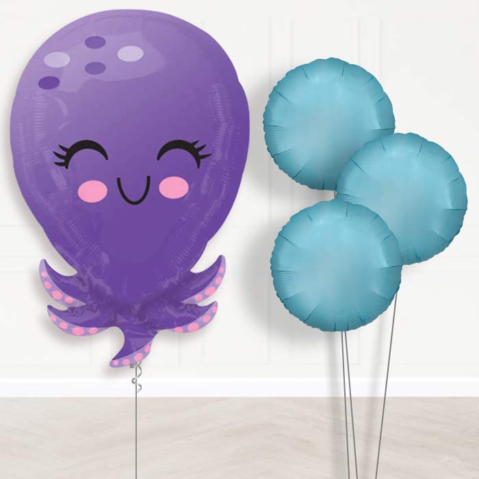 Octopus Helium Balloon Bouquet Delivered - Plain Bouquet | Party Save Smile
