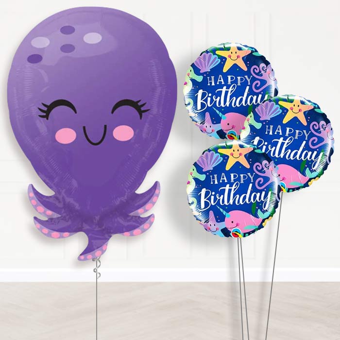 Octopus Helium Balloon Bouquet Delivered - Themed Bouquet | Party Save Smile