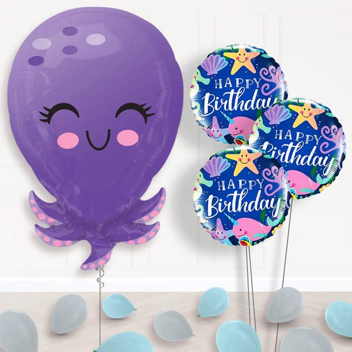 Octopus Helium Balloon Bouquet Delivered - Themed Bouquet and Latex | Party Save Smile