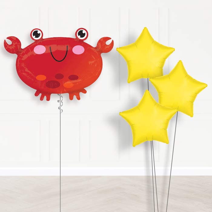 Crab Helium Balloon Bouquet in a Box - Plain Bouquet | Party Save Smile