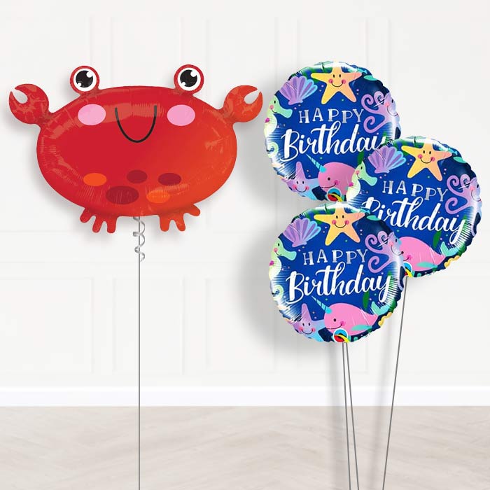 Crab Helium Balloon Bouquet in a Box - Themed Bouquet | Party Save Smile