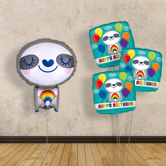 Sloth with Rainbow Balloon Bouquet Delivery - Themed Bouquet | Party Save Smile