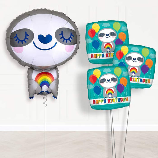 Sloth with Rainbow Balloon Bouquet Delivery - Themed Bouquet | Party Save Smile
