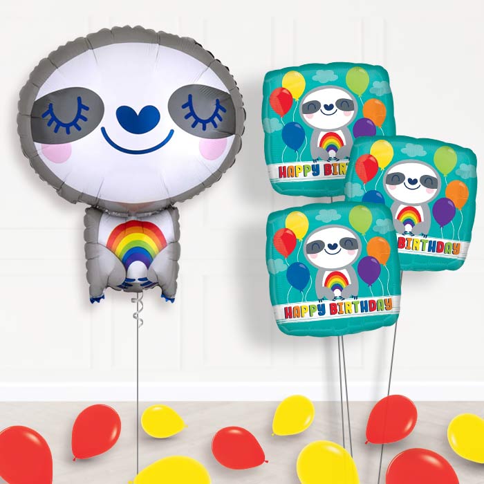 Sloth with Rainbow Balloon Bouquet Delivery - Themed Bouquet and Latex | Party Save Smile