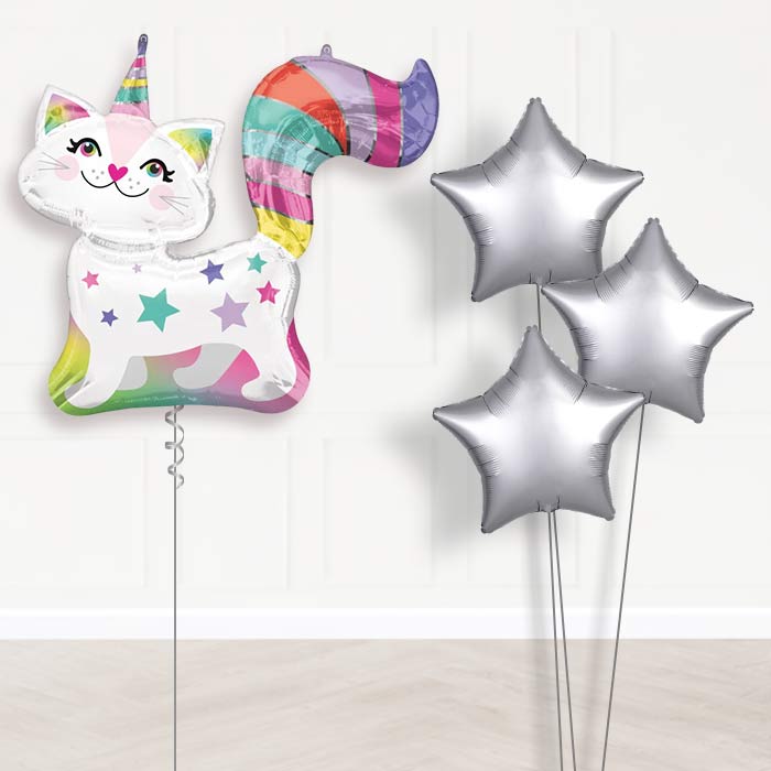 Giant Caticorn Balloon Bouquet Delivery - Plain Bouquet | Party Save Smile