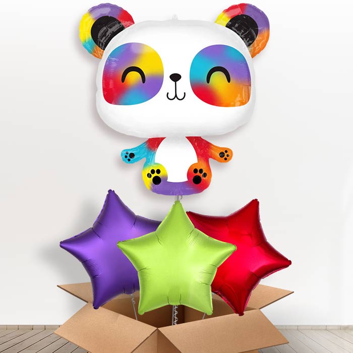 Giant Panda Helium Balloon In a Box - With 3 Plain Balloons | Party Save Smile