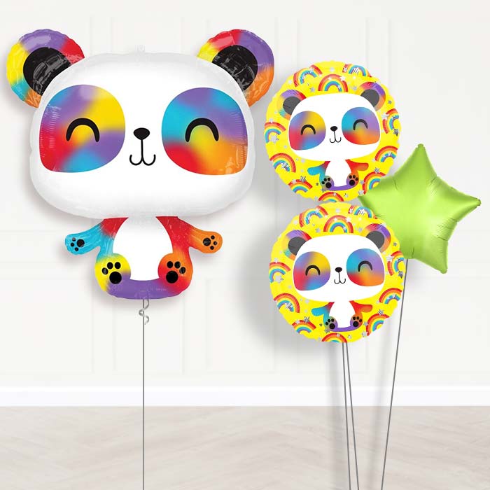 Panda Helium Balloon Bouquet Delivered-Giant Balloon + 2 Themed Balloons + 1 Plain Balloon 