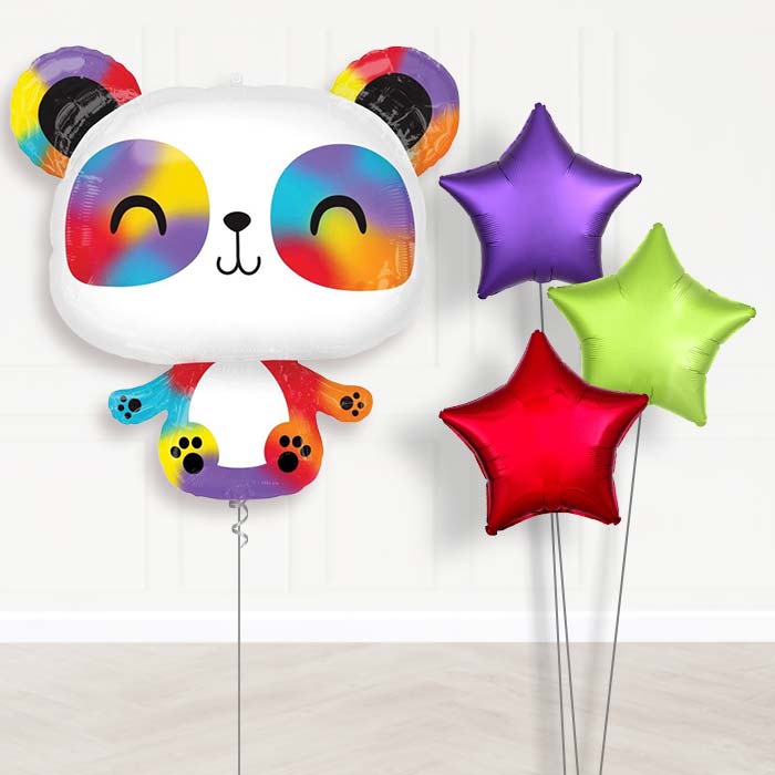 Panda Helium Balloon Bouquet Delivered - Plain Bouquet | Party Save Smile