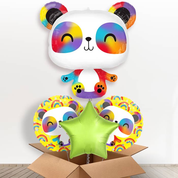 Giant Panda Helium Balloon In a Box-1 x Giant Balloon and 2 Themed Balloons and 1 Plain Balloon 
