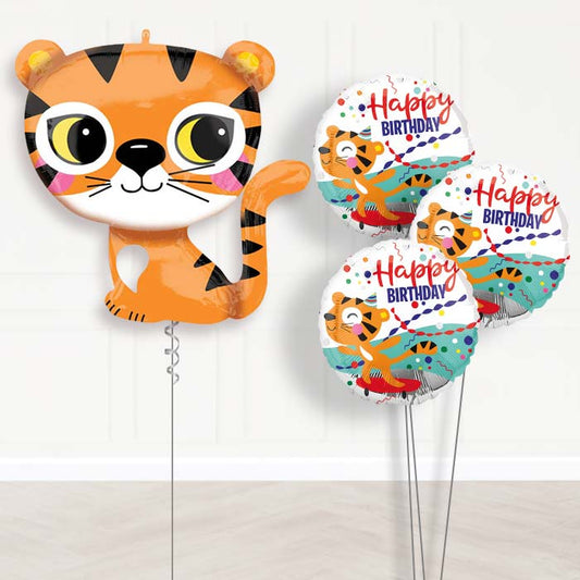 Cute Tiger Helium Balloon Bouquet Delivered - Themed Bouquet | Party Save Smile