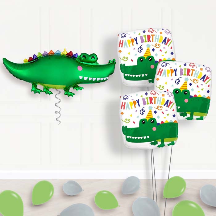 Alligator Helium Balloon Bouquet Delivered - Themed Bouquet and Latex | Party Save Smile