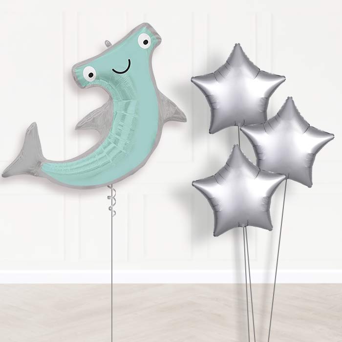 Hammerhead Shark Helium Balloon Bouquet - Plain Bouquet | Party Save Smile