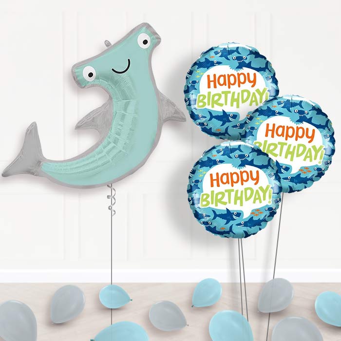 Hammerhead Shark Helium Balloon Bouquet - Themed Bouquet and Latex | Party Save Smile