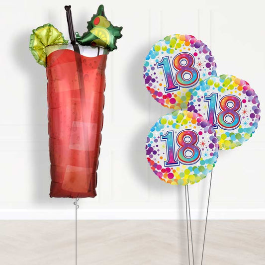 Bloody Mary Cocktail 18th Birthday Balloon Bouquet Delivery - Themed Bouquet | Party Save Smile