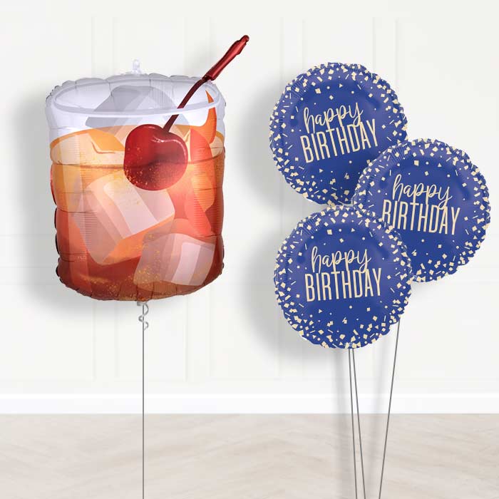 Old Fashioned Whiskey (Birthday) Balloon Bouquet Delivery - Themed Bouquet | Party Save Smile