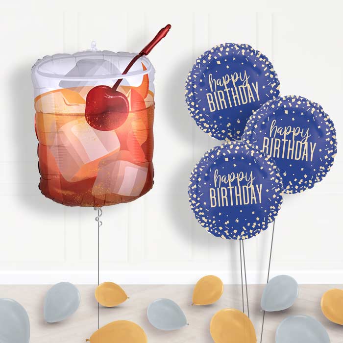 Old Fashioned Whiskey (Birthday) Balloon Bouquet Delivery - Themed Bouquet and Latex | Party Save Smile