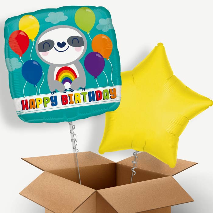 Happy Birthday Sloth Helium Balloon Pair | Party Save Smile