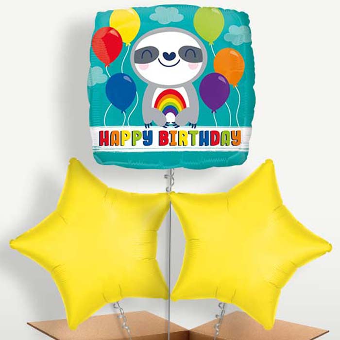 Happy Birthday Sloth Balloons in a Bunch | Party Save Smile