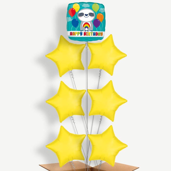 Happy Birthday Sloth Helium Balloon Arrangement | Party Save Smile