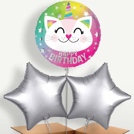 Caticorn Happy Birthday Bunch of Balloons | Party Save Smile