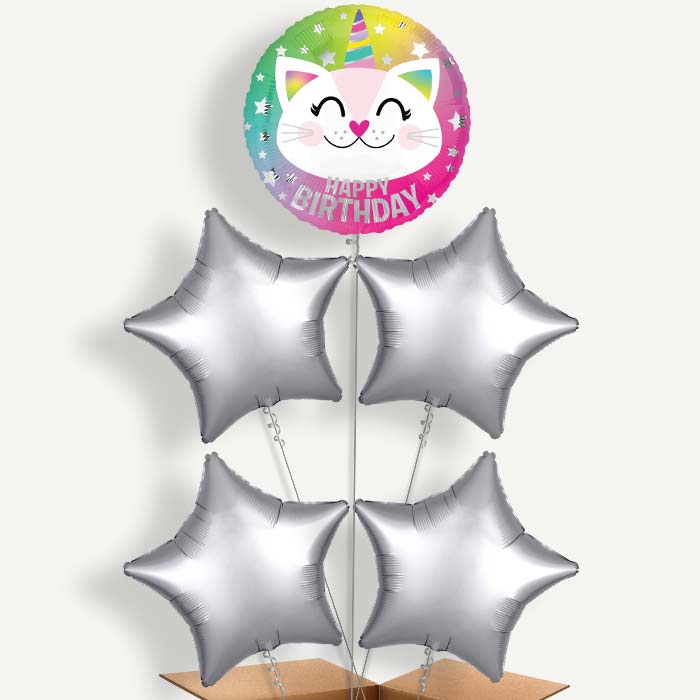 Caticorn Happy Birthday Helium Cluster Balloons | Party Save Smile