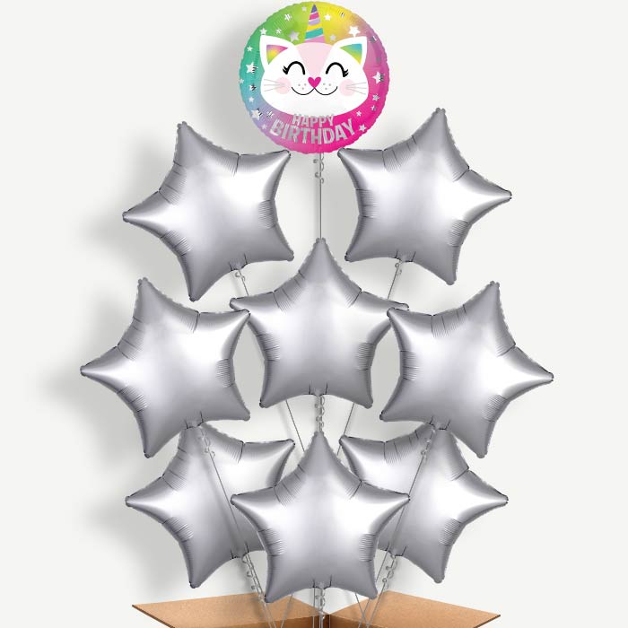 Caticorn Happy Birthday Helium Balloon Bundle | Party Save Smile