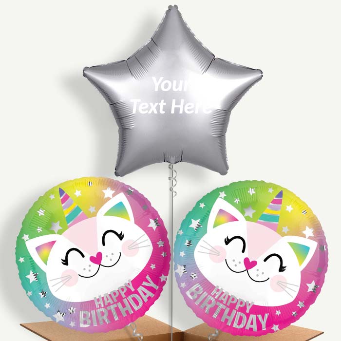 Personalisable Caticorn Happy Birthday Helium Balloons | Party Save Smile
