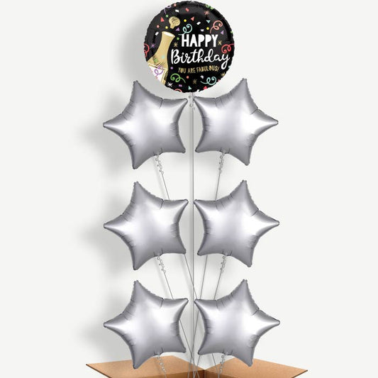 Gold Bubbly Birthday Helium Balloon Arrangement | Party Save Smile