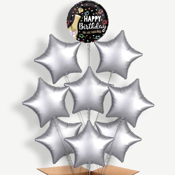 Gold Bubbly Birthday Helium Balloon Bundle | Party Save Smile