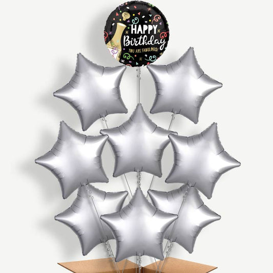 Gold Bubbly Birthday Helium Balloon Bundle | Party Save Smile