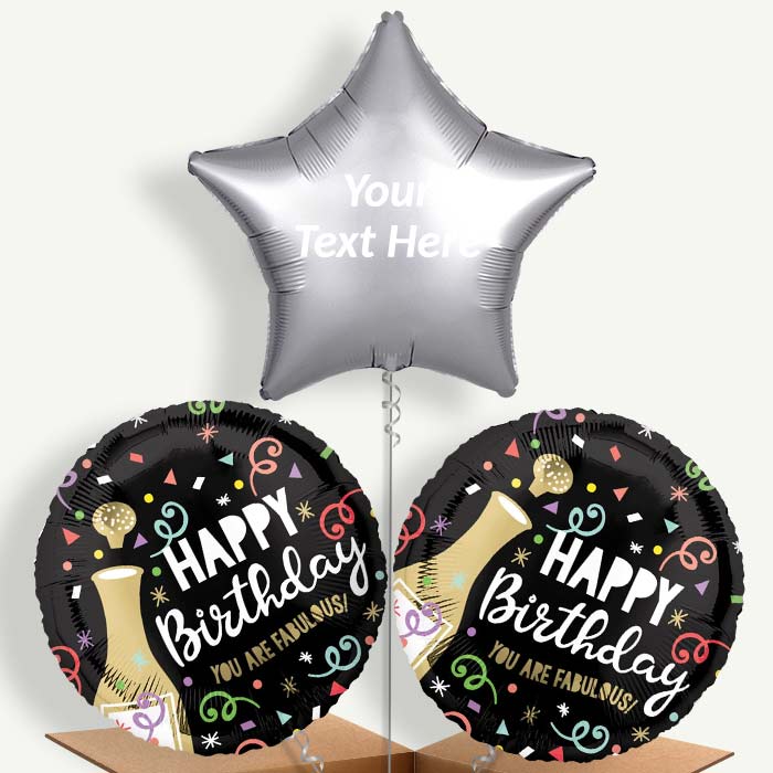 Personalisable Gold Bubbly Birthday Helium Balloons | Party Save Smile