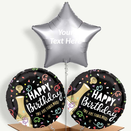 Personalisable Gold Bubbly Birthday Helium Balloons | Party Save Smile