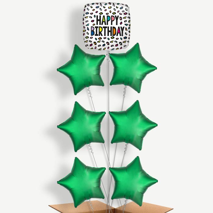 Leopard Print Happy Birthday Helium Balloon Arrangement | Party Save Smile