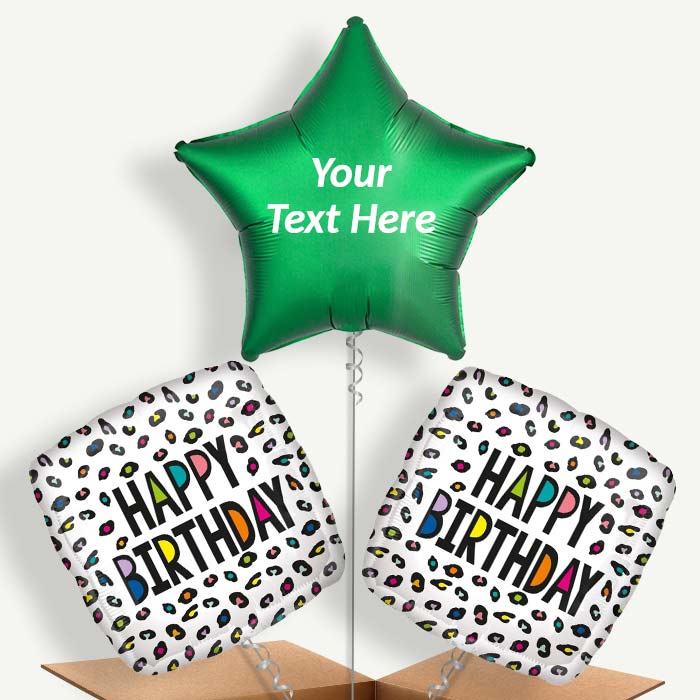 Personalisable Leopard Print Happy Birthday Helium Balloons | Party Save Smile