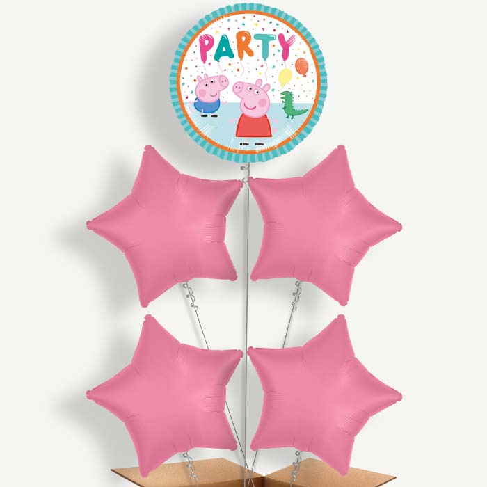 Peppa Pig Party Balloon Cluster Inflated with Helium | Party Save Smile