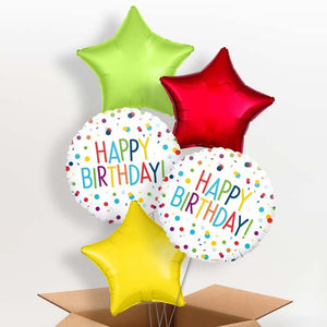 Rainbow Confetti Happy Birthday Helium Balloon in a Box