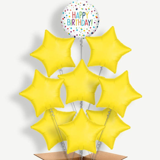 Rainbow Confetti Happy Birthday Helium Balloon Bundle | Party Save Smile