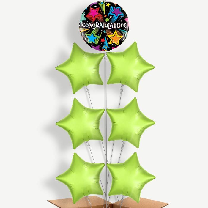 Congratulations Colourful Stars Helium Balloon Arrangement | Party Save Smile