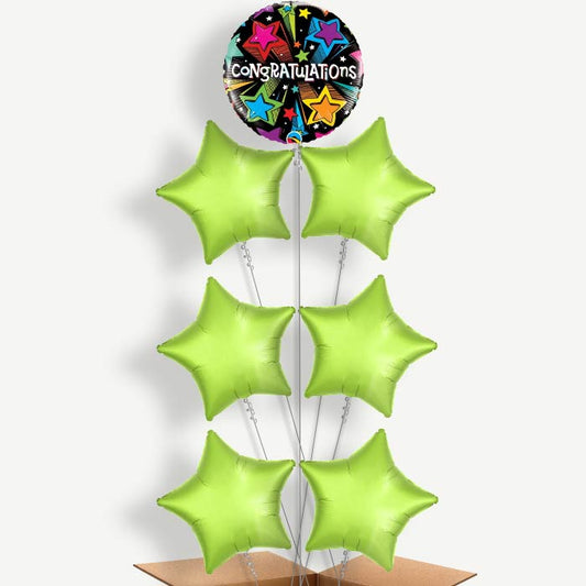 Congratulations Colourful Stars Helium Balloon Arrangement | Party Save Smile