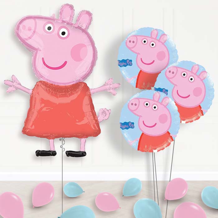 Peppa Pig Inflated Helium Balloons Delivered - Themed Bouquet and Latex | Party Save Smile