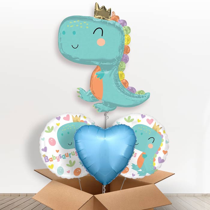 Baby Dinosaur Helium Balloon in a Box-1 x Giant Balloon and 2 Themed Balloons and 1 Plain Balloon 