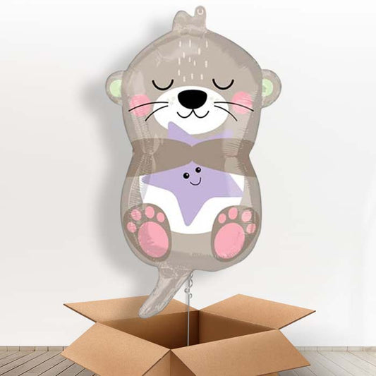 Adorable Otter Baby Boy Helium Balloon in a Box - Giant Balloon | Party Save Smile